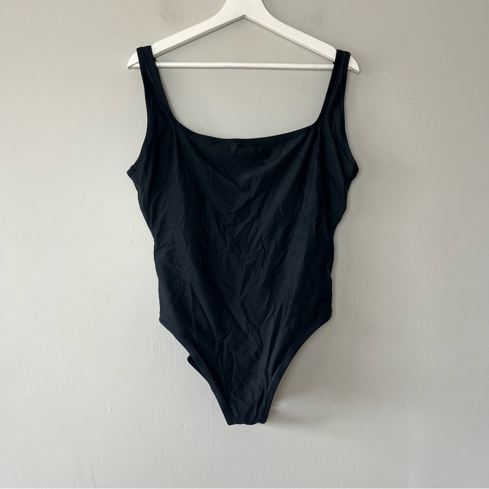 NWT Madewell Second Wave Square-Neck Tank One-Piece Black‎ Swimsuit Large